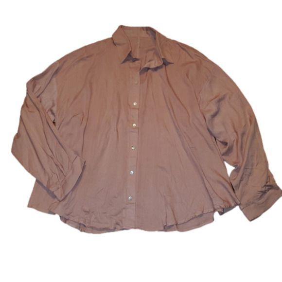 Buttondown Long Sleeve Top - Dusty Pink - Large - Picture 1 of 10